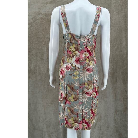 Islander Dress Womens 8 Tan Pink Sleeveless Floral‎ Tropical Hawaiian Vacation - Picture 5 of 10